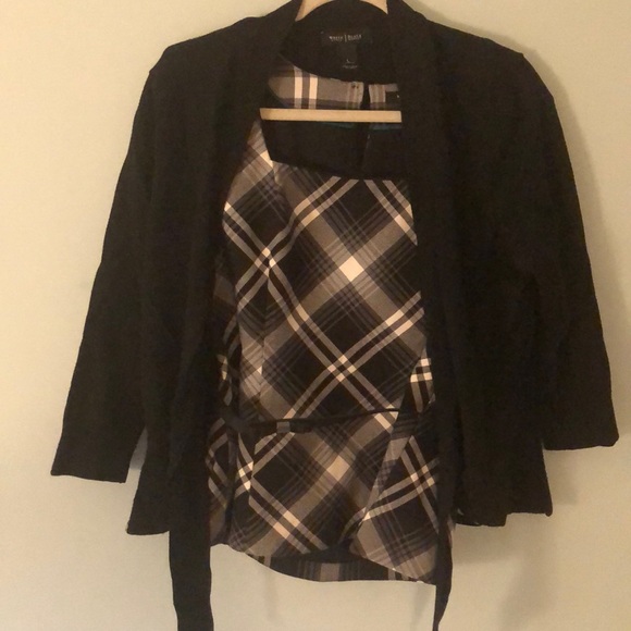 White House Black Market Tops - White House Black Market plaid top/sweater combo